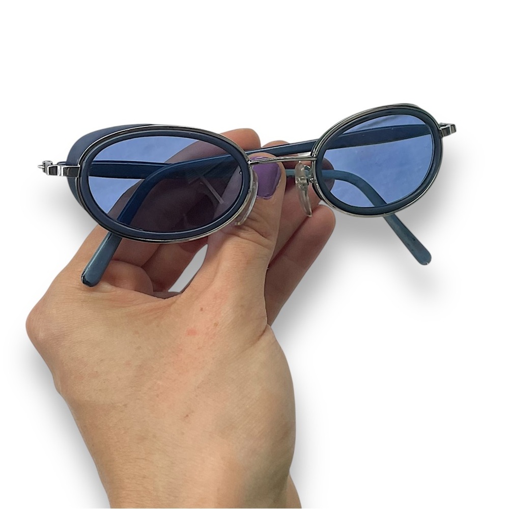 Blue Oval Sunglasses with Blue Lenses